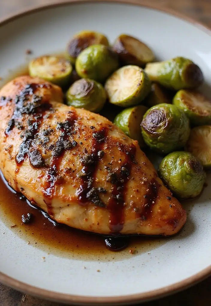26 Healthy Chicken Dinner Recipes for Two Made Easy - 14. Balsamic Glazed Chicken with Brussels Sprouts