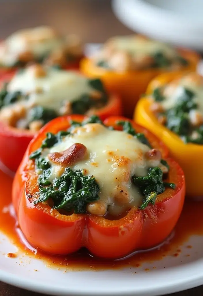 26 Healthy Chicken Dinner Recipes for Two Made Easy - 23. Chicken and Spinach Stuffed Peppers