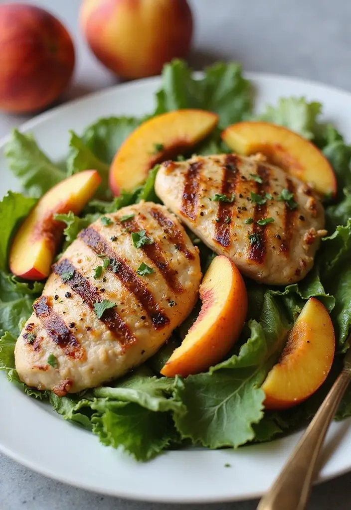 26 Healthy Chicken Dinner Recipes for Two Made Easy - 24. Grilled Chicken and Peach Salad