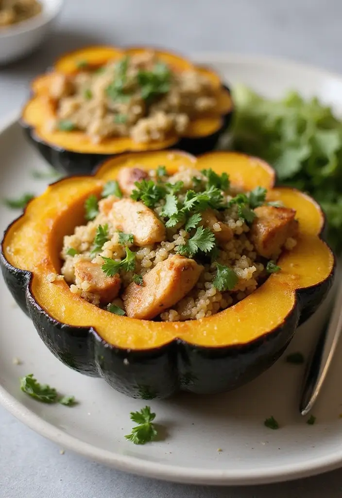 26 Healthy Chicken Dinner Recipes for Two Made Easy - 26. Chicken and Quinoa Stuffed Acorn Squash