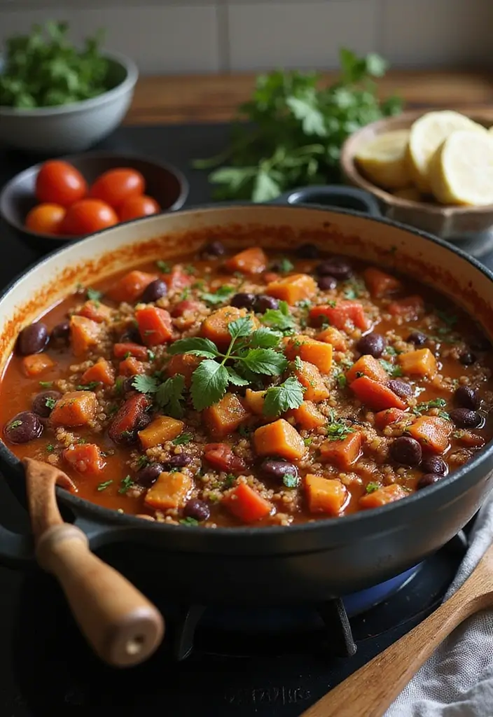 26 Quick Healthy Vegetarian Dinner Ideas for Busy Nights - 1. One-Pot Quinoa & Black Bean Chili