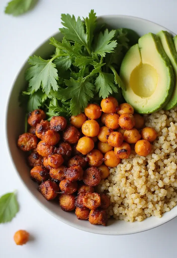 26 Quick Healthy Vegetarian Dinner Ideas for Busy Nights - 10. Spicy Chickpea Buddha Bowl