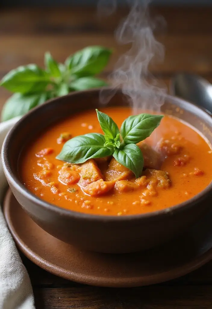 26 Quick Healthy Vegetarian Dinner Ideas for Busy Nights - 14. Creamy Tomato Basil Soup