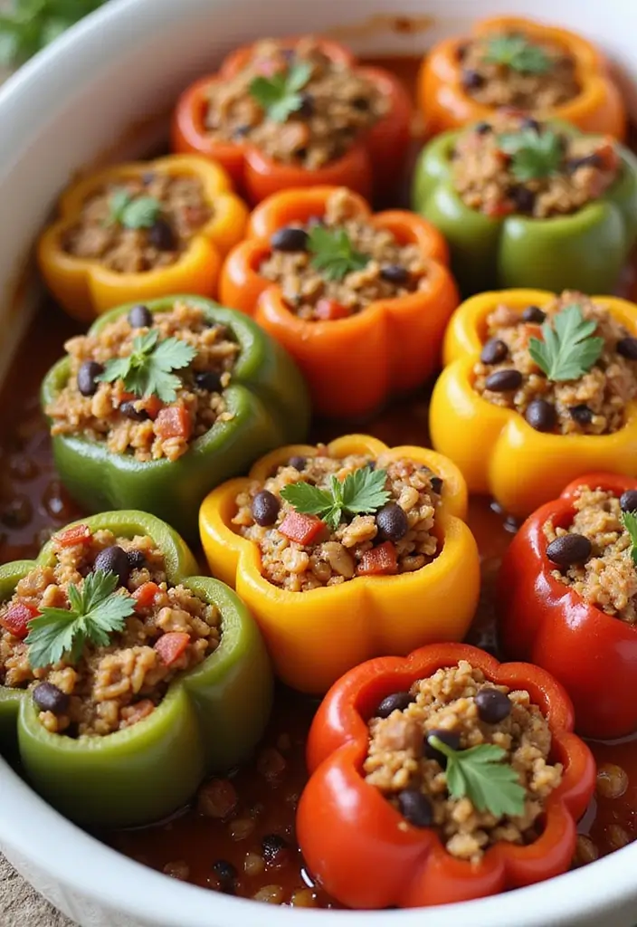 26 Quick Healthy Vegetarian Dinner Ideas for Busy Nights - 20. Stuffed Bell Peppers