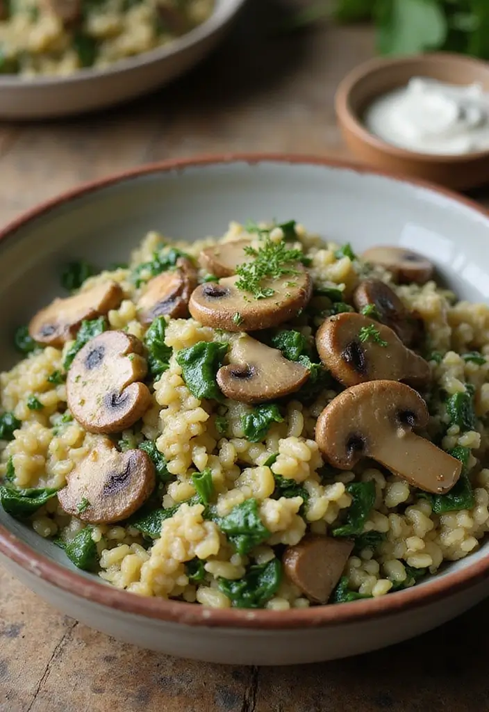 26 Quick Healthy Vegetarian Dinner Ideas for Busy Nights - 22. Mushroom & Spinach Risotto
