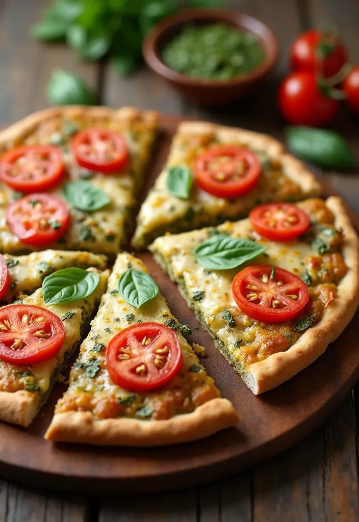 26 Quick Healthy Vegetarian Dinner Ideas for Busy Nights - 23. Pesto & Tomato Flatbread