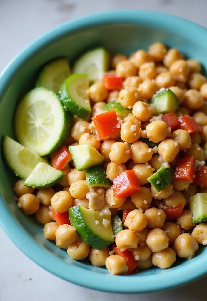 26 Quick Healthy Vegetarian Dinner Ideas for Busy Nights - 4. Chickpea Salad with Lemon Tahini Dressing
