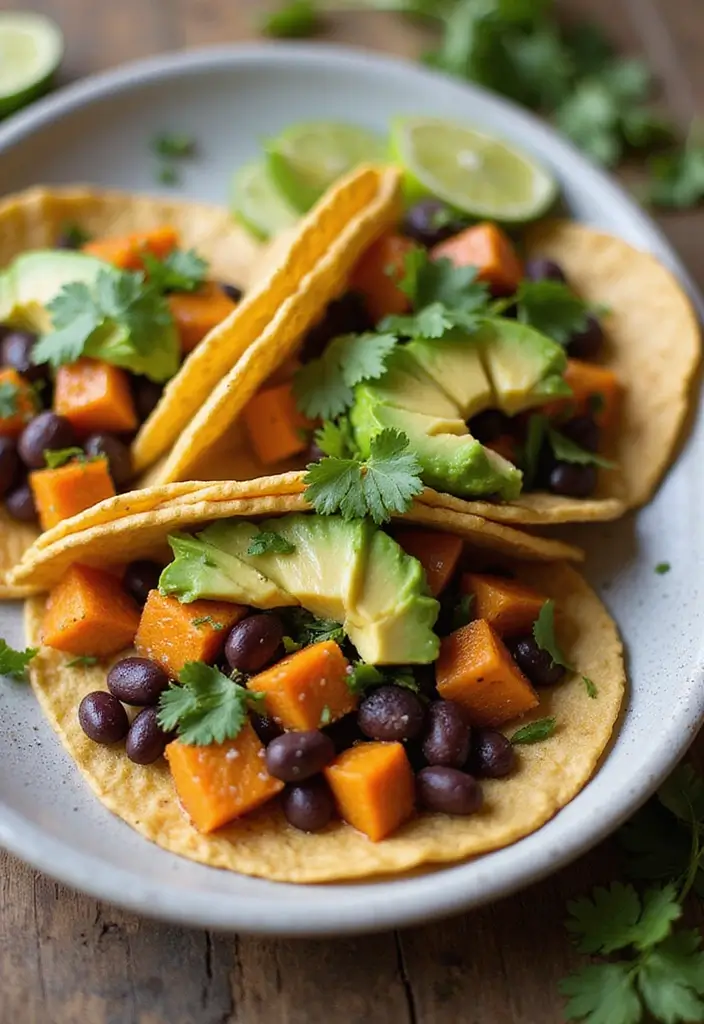 26 Quick Healthy Vegetarian Dinner Ideas for Busy Nights - 5. Sweet Potato & Black Bean Tacos