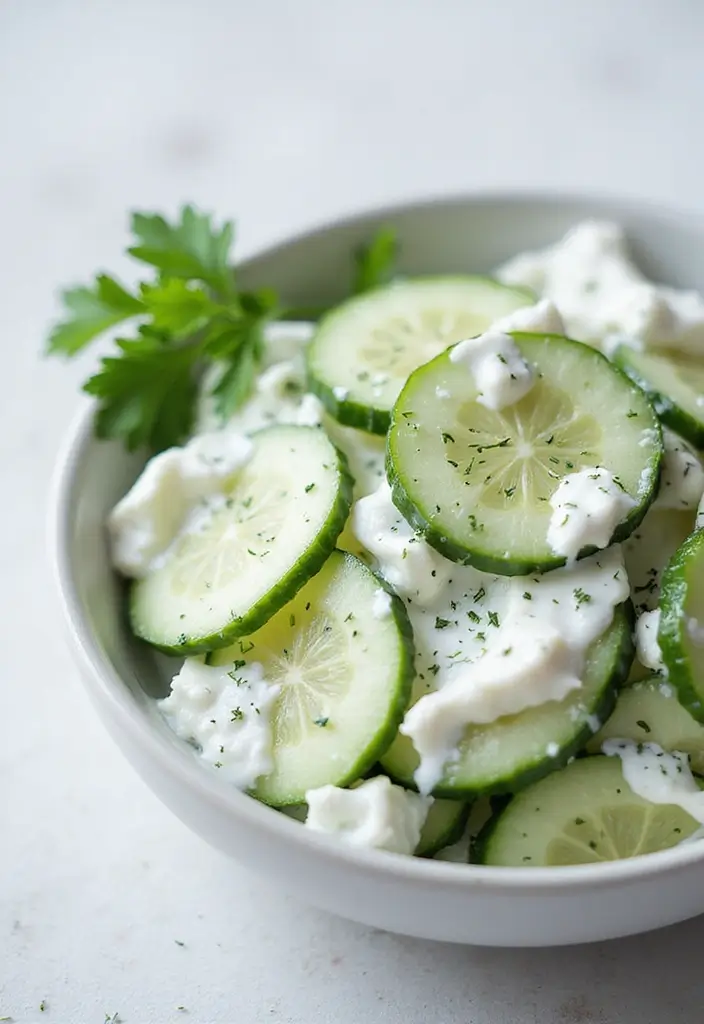 26 Quick Healthy Vegetarian Dinner Ideas for Busy Nights - 8. Greek Yogurt & Cucumber Salad
