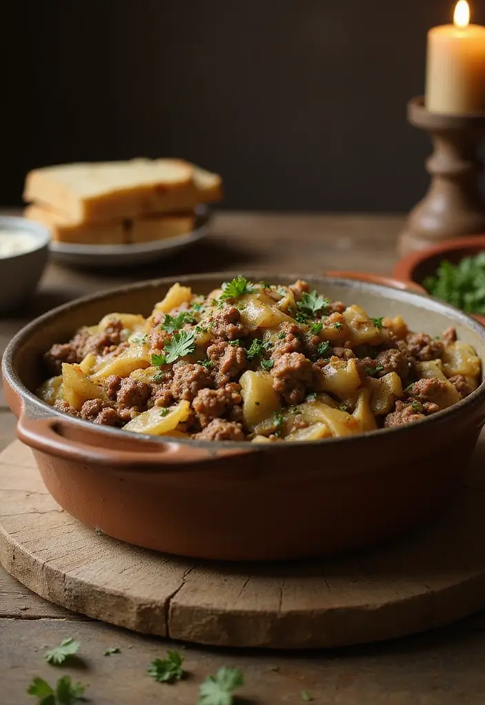 27 Ground Beef Slow Cooker Dinner Recipes for Busy Nights - 16. Ground Beef and Cabbage Skillet