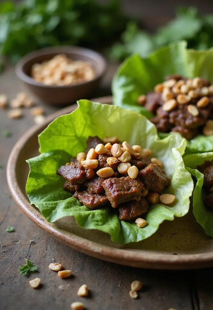 27 Ground Beef Slow Cooker Dinner Recipes for Busy Nights - 19. Thai Beef Lettuce Wraps