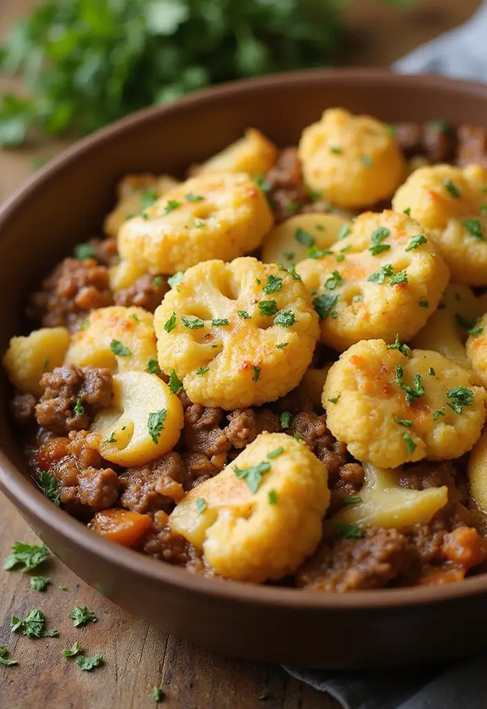 27 Ground Beef Slow Cooker Dinner Recipes for Busy Nights - 20. Ground Beef and Cauliflower Casserole