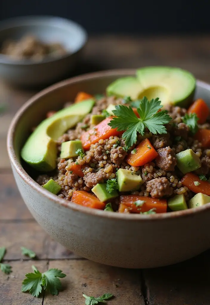 27 Ground Beef Slow Cooker Dinner Recipes for Busy Nights - 25. Ground Beef and Quinoa Bowl
