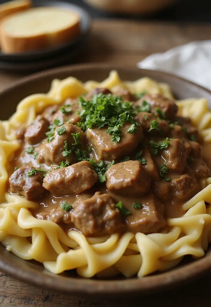 27 Ground Beef Slow Cooker Dinner Recipes for Busy Nights - 4. Beef Stroganoff