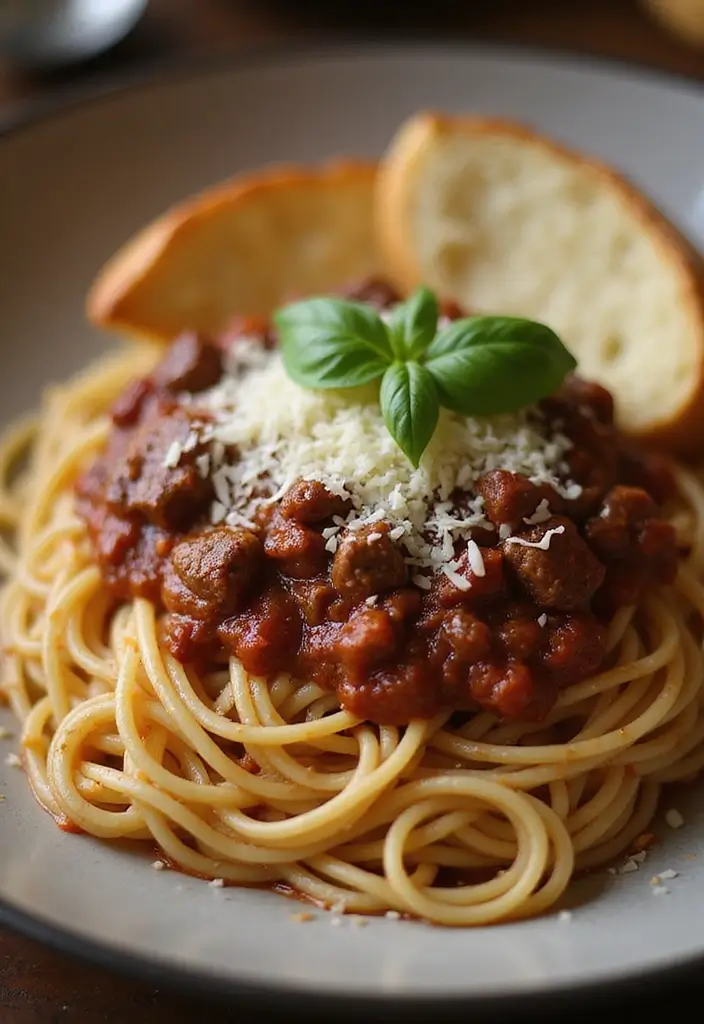 27 Ground Beef Slow Cooker Dinner Recipes for Busy Nights - 7. Spaghetti and Beef Sauce