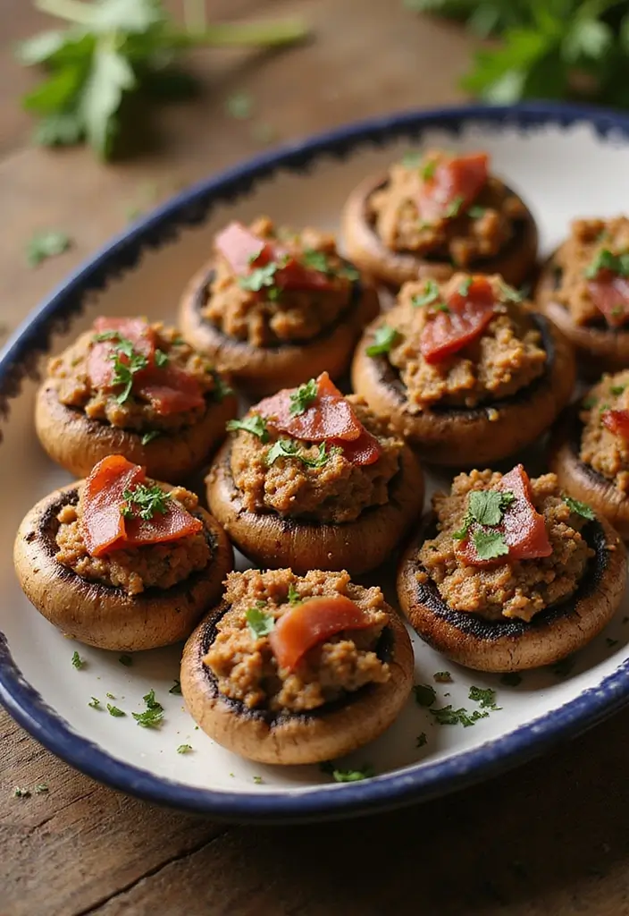 27 Ground Beef and Bacon Recipes That Make Dinner Fun - 15. Bacon and Beef Stuffed Mushrooms