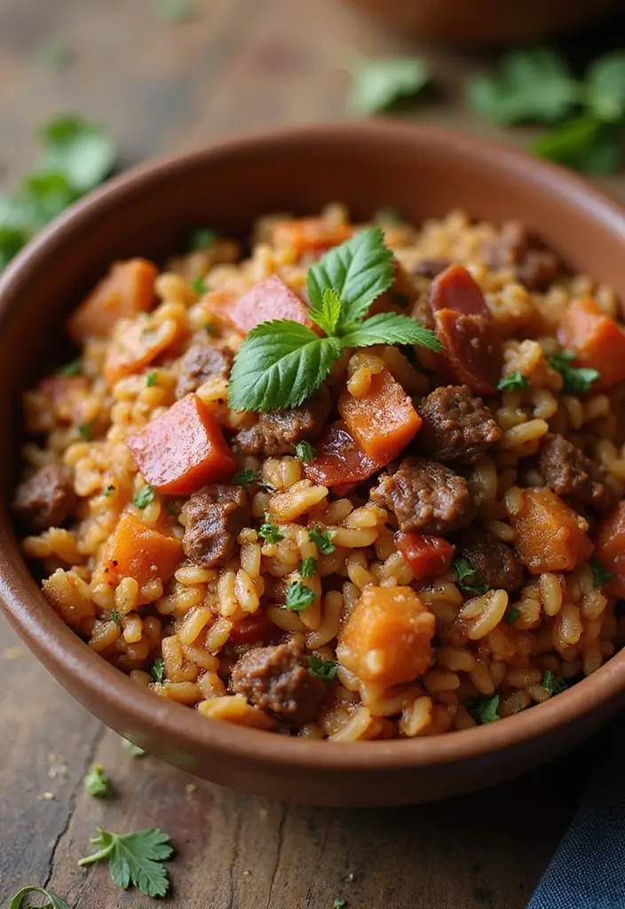 27 Ground Beef and Bacon Recipes That Make Dinner Fun - 16. Bacon and Beef Jambalaya