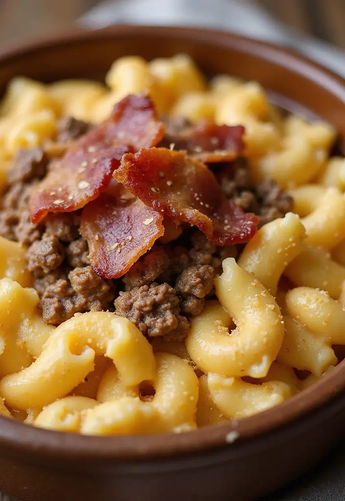 27 Ground Beef and Bacon Recipes That Make Dinner Fun - 17. Bacon and Beef Mac and Cheese