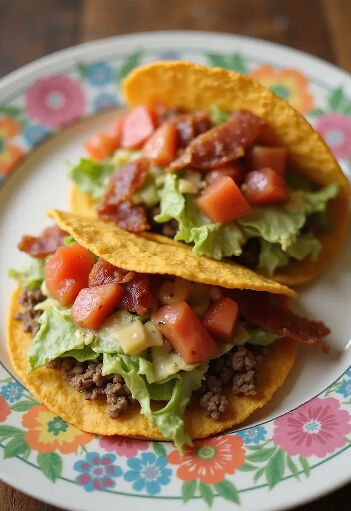 27 Ground Beef and Bacon Recipes That Make Dinner Fun - 19. Bacon and Beef Tostadas