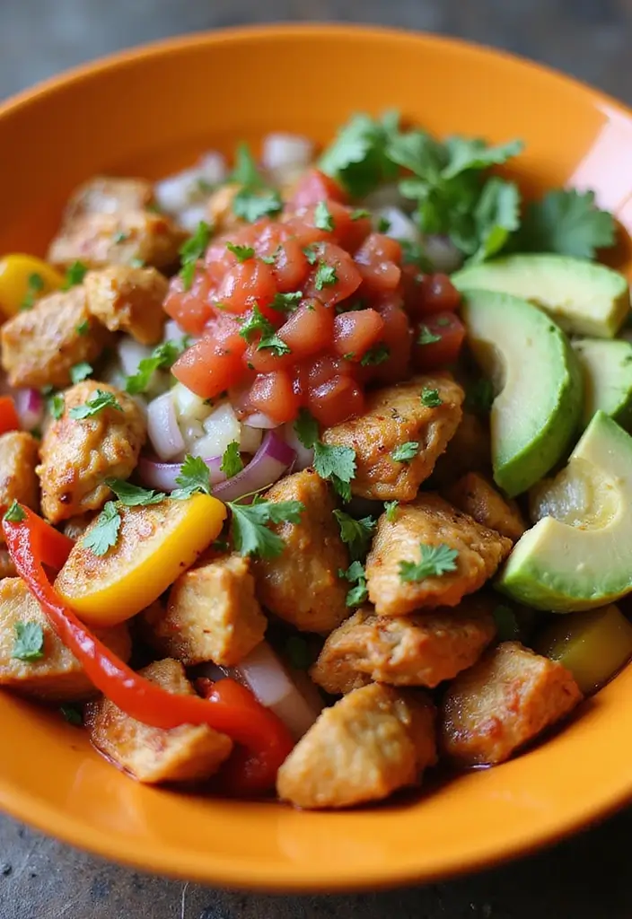27 High Protein Low Carb Dinner Recipes for Weight Loss - 13. Chicken Fajita Bowl