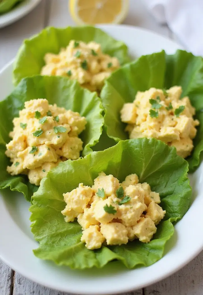 27 High Protein Low Carb Dinner Recipes for Weight Loss - 18. Egg Salad Lettuce Wraps