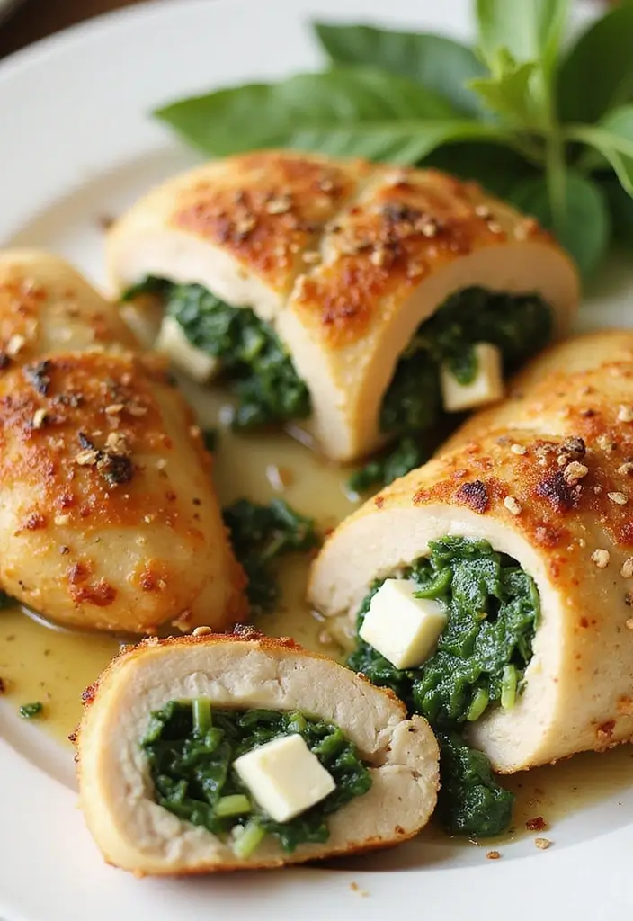 27 High Protein Low Carb Dinner Recipes for Weight Loss - 21. Spinach and Feta Stuffed Chicken