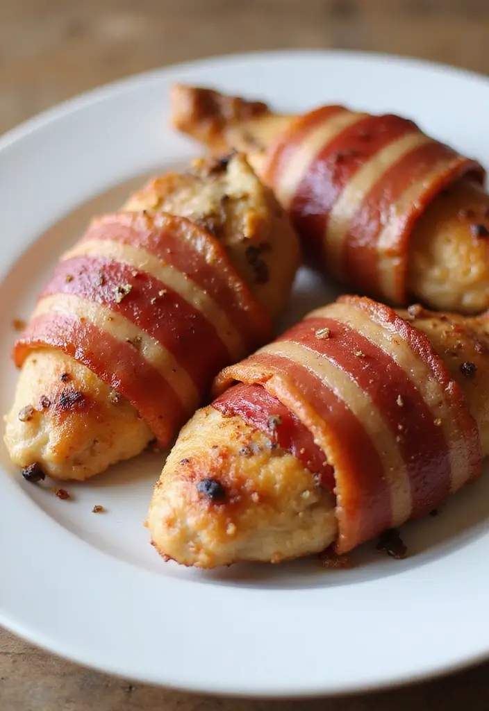 27 High Protein Low Carb Dinner Recipes for Weight Loss - 25. Bacon-Wrapped Chicken