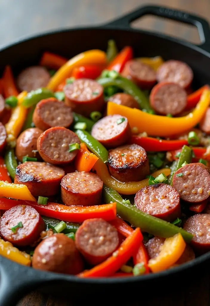 27 High Protein Low Carb Dinner Recipes for Weight Loss - 27. Sausage and Pepper Skillet