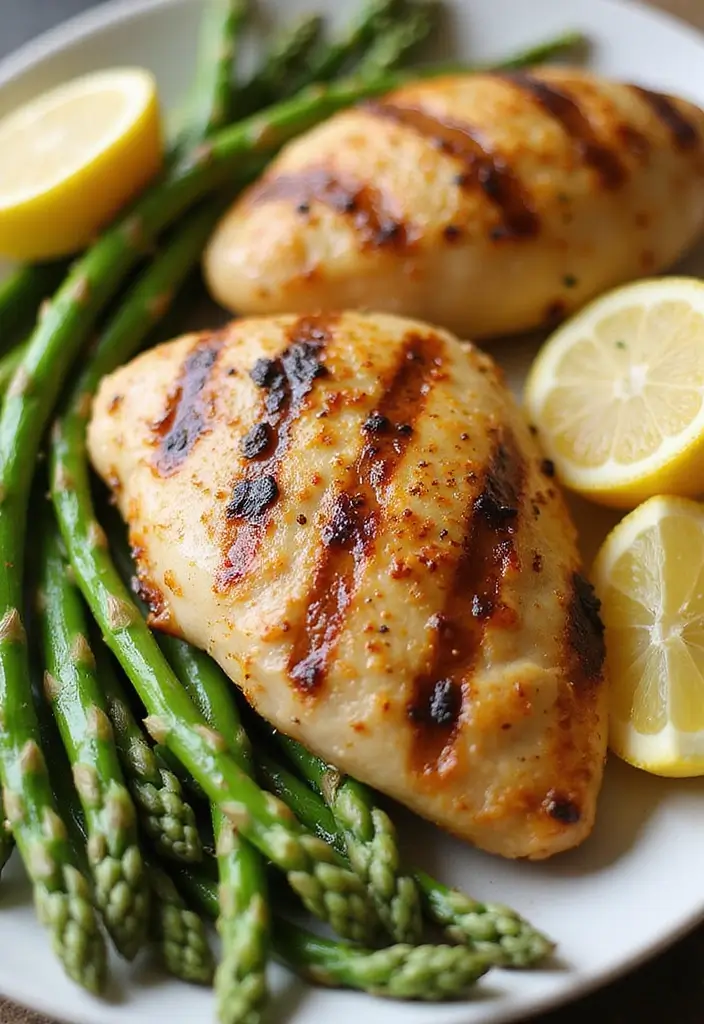 27 High Protein Low Carb Dinner Recipes for Weight Loss - 3. Grilled Chicken Breast with Asparagus