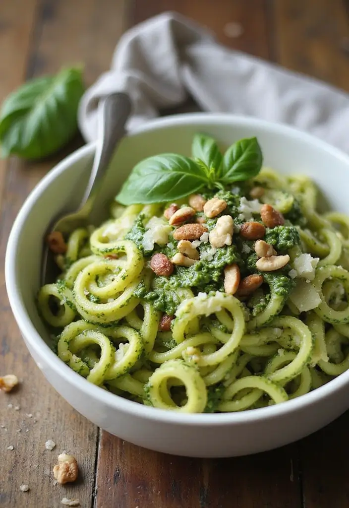 27 High Protein Low Carb Dinner Recipes for Weight Loss - 4. Zucchini Noodles with Pesto