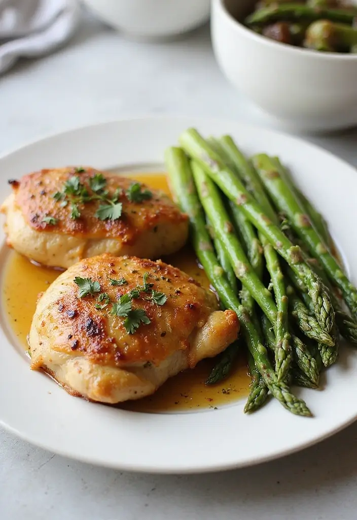 27 Low Carb Dinner Recipes the Whole Family Can Enjoy - 10. One-Pan Chicken and Asparagus