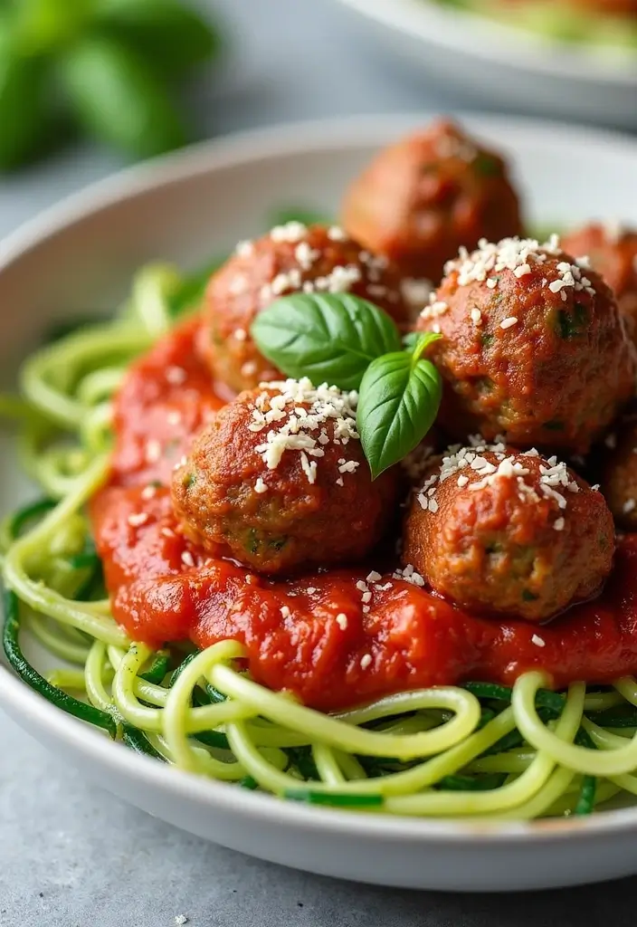 27 Low Carb Dinner Recipes the Whole Family Can Enjoy - 12. Low Carb Meatballs with Zucchini Noodles