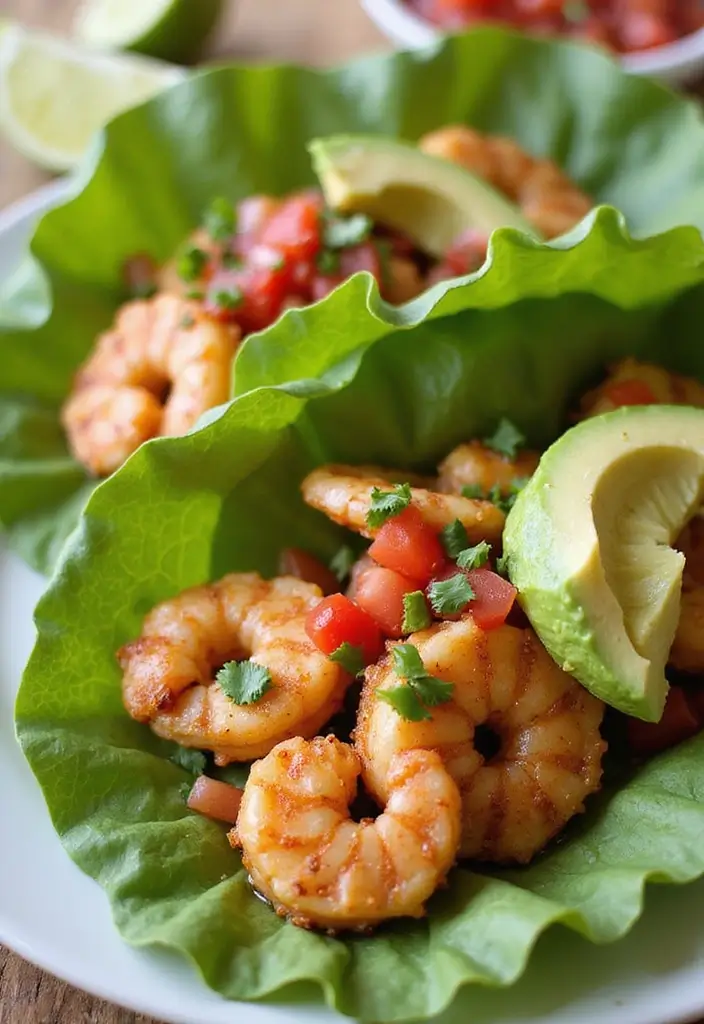 27 Low Carb Dinner Recipes the Whole Family Can Enjoy - 15. Shrimp Tacos in Lettuce Wraps