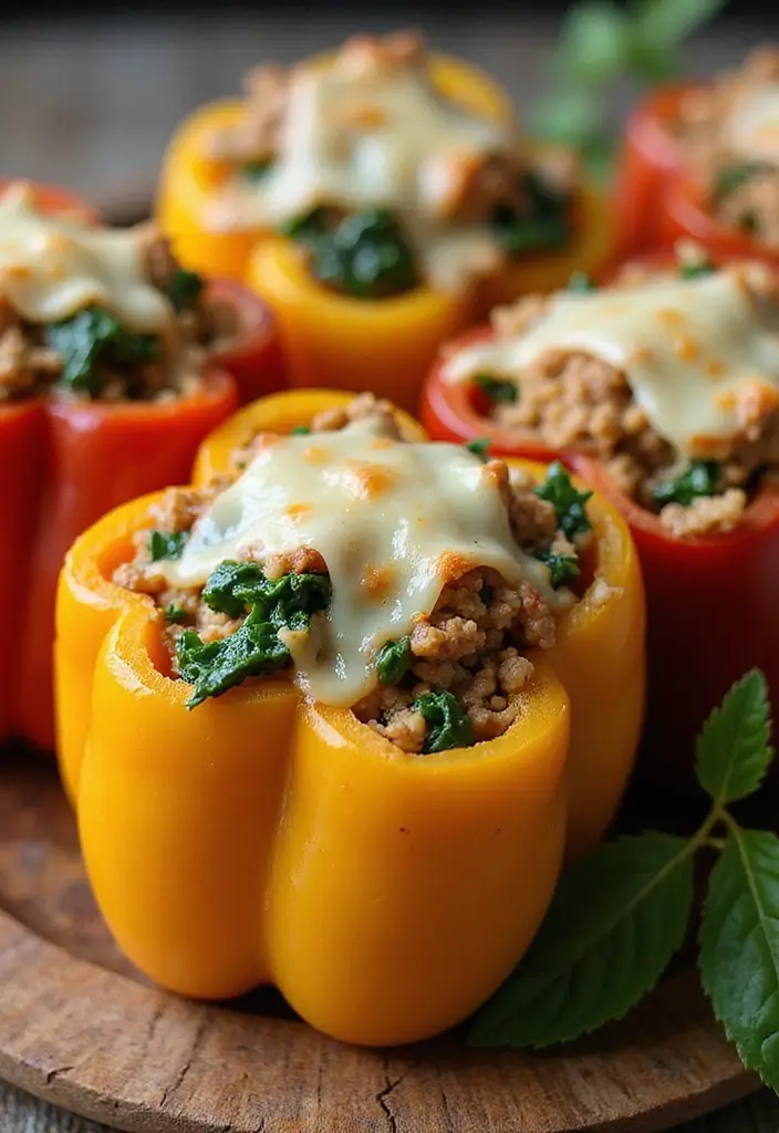 27 Low Carb Dinner Recipes the Whole Family Can Enjoy - 20. Turkey and Spinach Stuffed Peppers