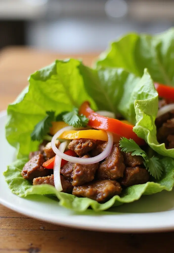 27 Low Carb Steak Recipes Perfect for Dinner Plans - 8. Steak Fajita Lettuce Wraps