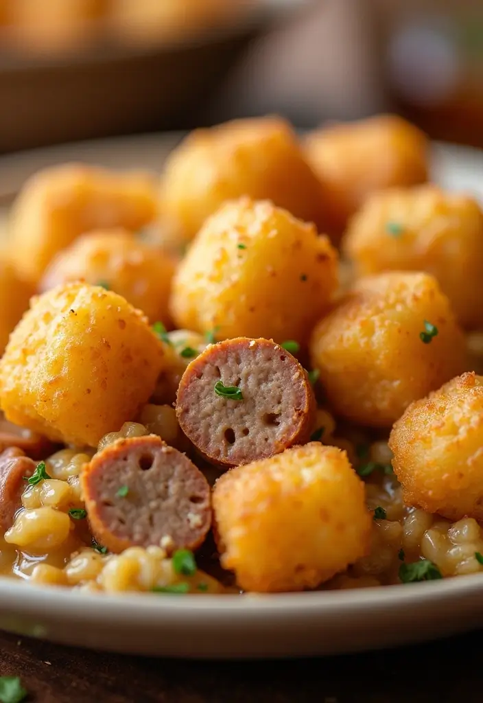 28 Easy 4 Ingredient Casserole Recipes for Dinner Tonight - 8. Sausage and Tater Tot Casserole