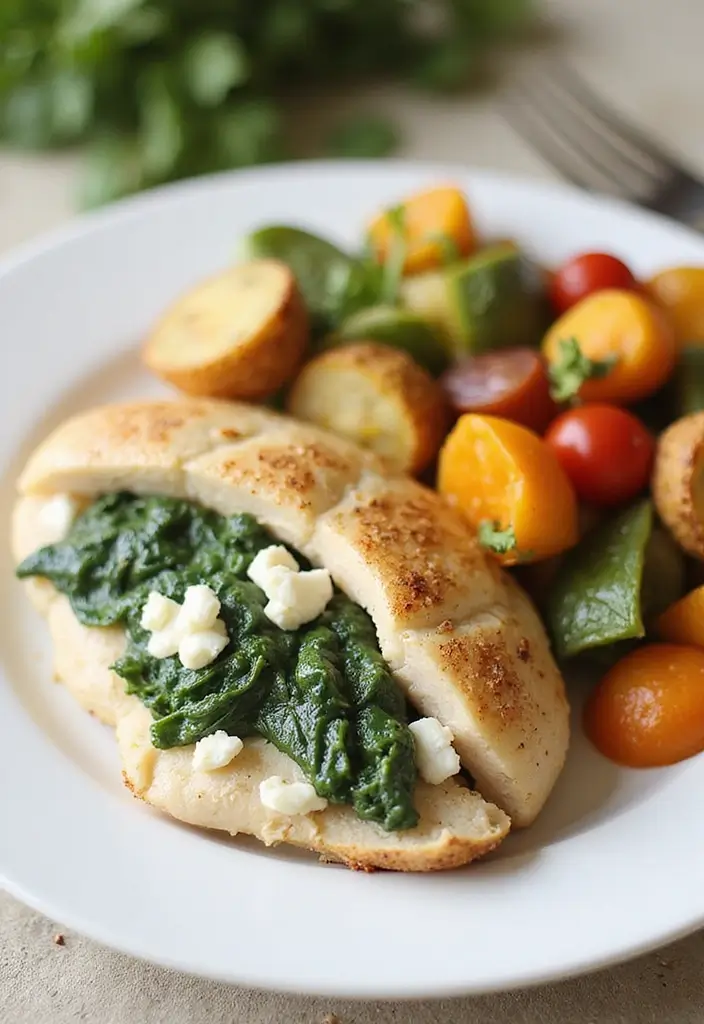 28 Easy Cheap Dinner Recipes for Two on a Budget - 14. Spinach and Feta Stuffed Chicken