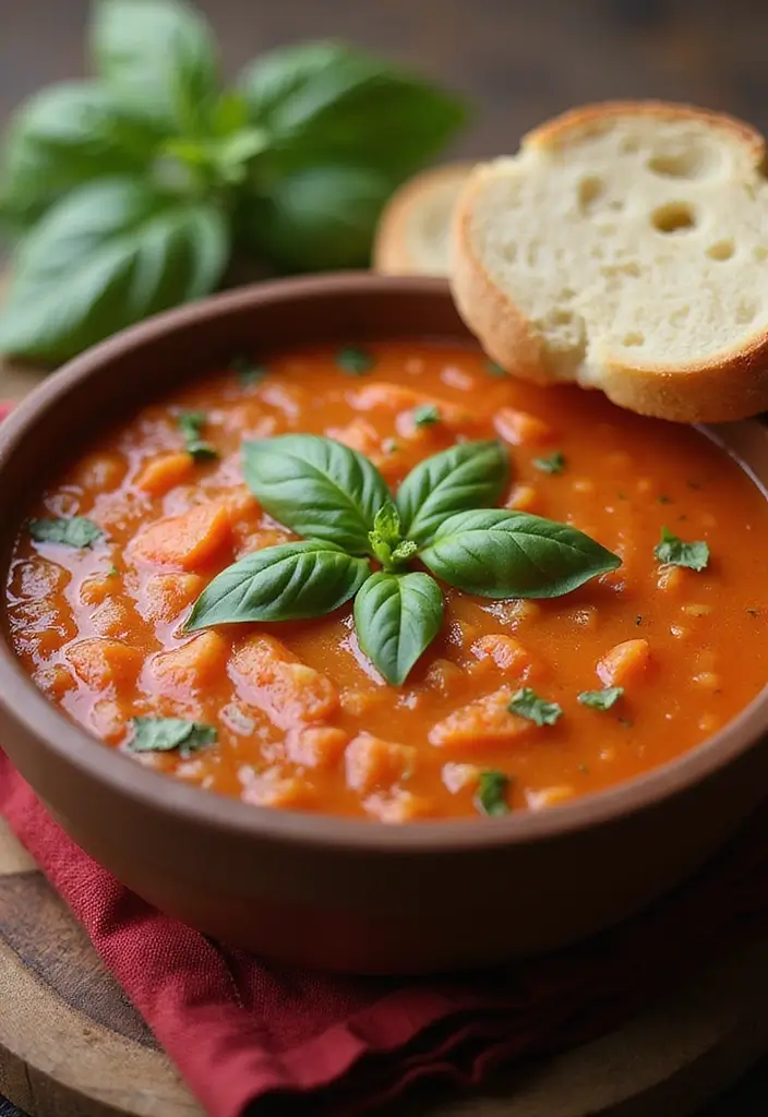 28 Easy Cheap Dinner Recipes for Two on a Budget - 8. Tomato Basil Soup