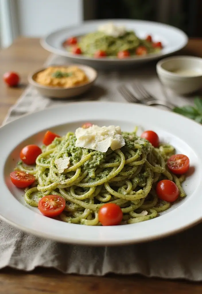 28 Easy Dinner Recipes for Two That Are Perfect Any Night - 16. Pesto Pasta with Cherry Tomatoes