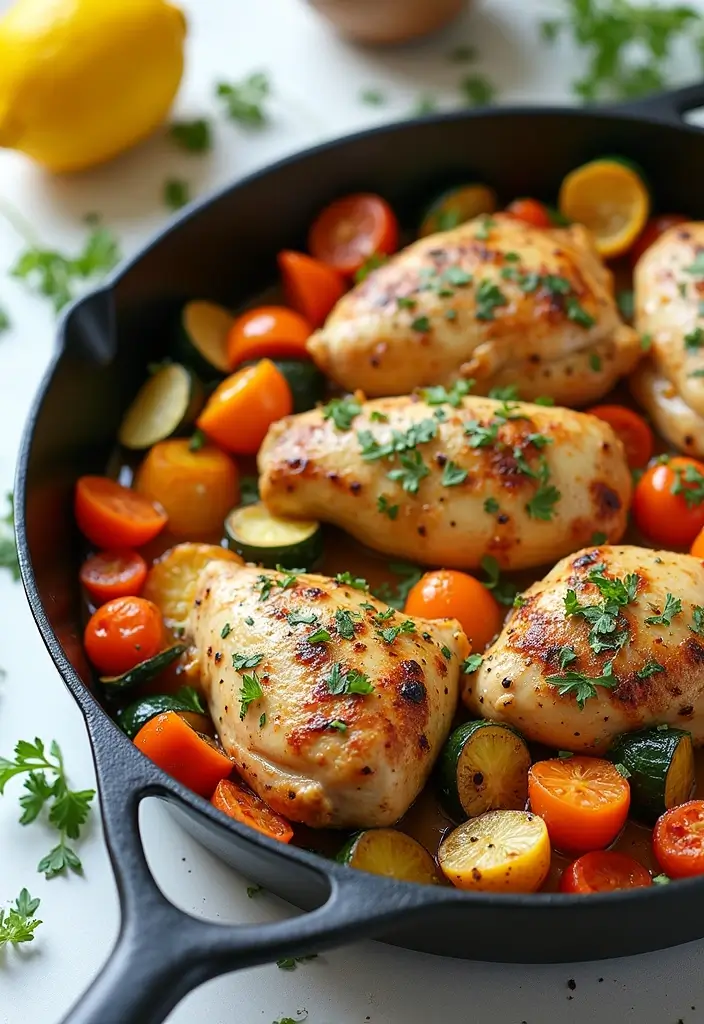 28 Easy Dinner Recipes for Two That Are Perfect Any Night - 4. One-Pan Lemon Herb Chicken and Veggies