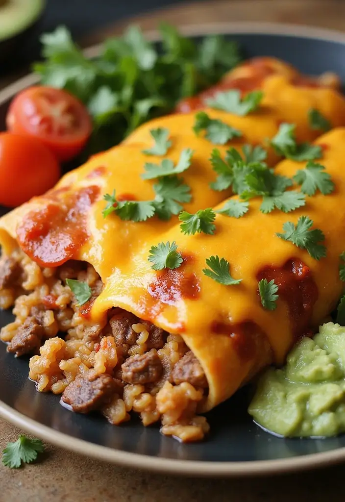 28 Ground Beef and Rice Recipes That Make Dinner Easy - 14. Beef and Rice Enchiladas