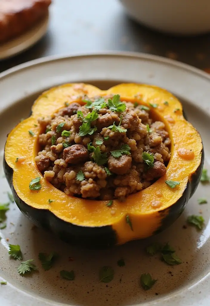 28 Ground Beef and Rice Recipes That Make Dinner Easy - 27. Ground Beef and Rice Stuffed Acorn Squash