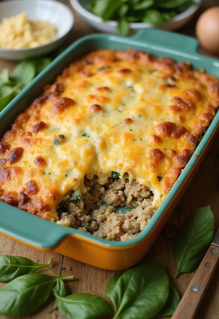28 Ground Beef and Rice Recipes That Make Dinner Easy - 7. Ground Beef and Spinach Rice Bake