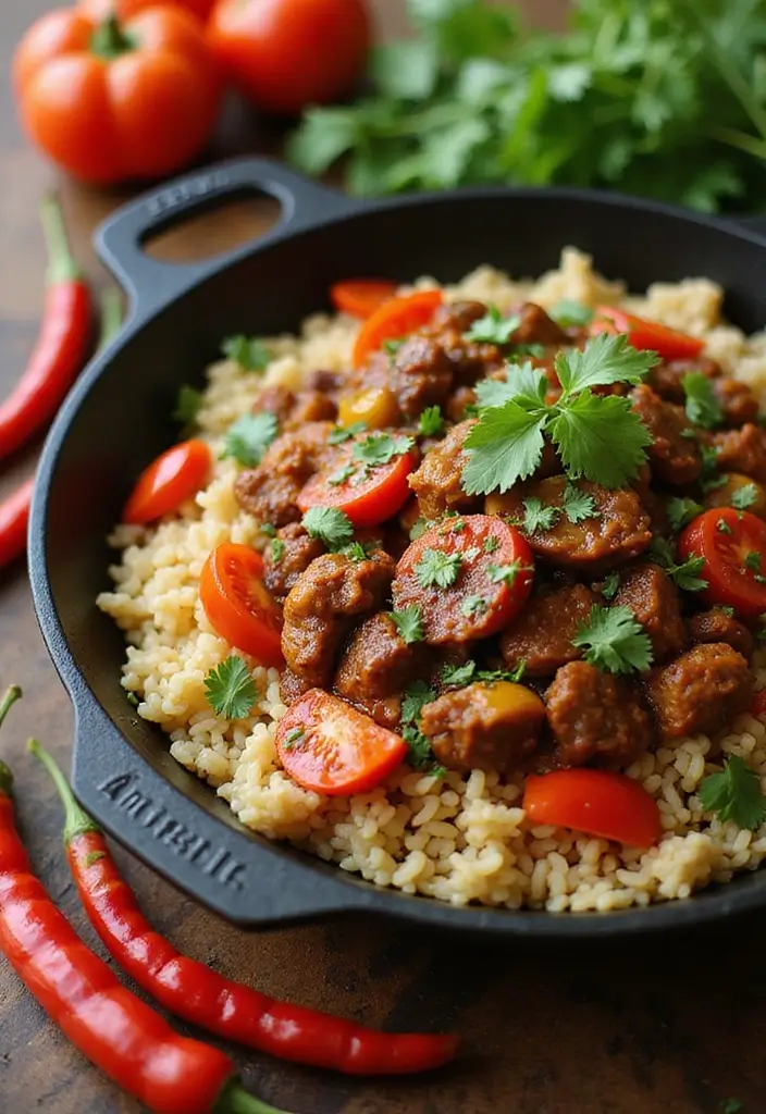 28 Ground Beef and Rice Recipes That Make Dinner Easy - 9. Spicy Beef and Rice Skillet