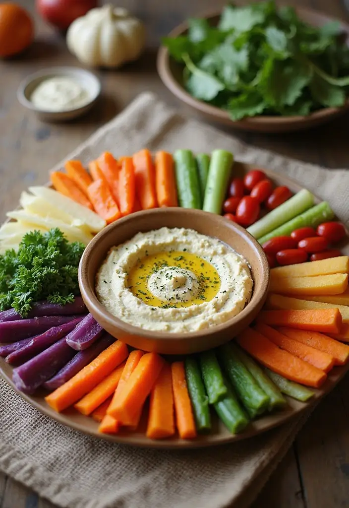 28 Healthy Dinner Recipes for Picky Eaters the Whole Family Will Enjoy - 19. Vegetable and Hummus Platter