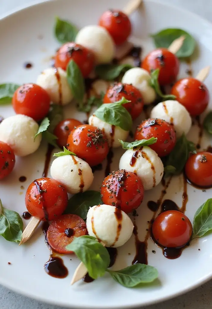 28 Healthy Dinner Recipes for Picky Eaters the Whole Family Will Enjoy - 27. Caprese Skewers with Balsamic Glaze