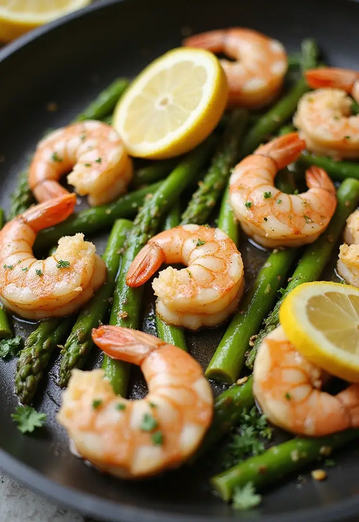 28 Healthy Dinner Recipes for Two That Are Quick and Easy - 1. Lemon Garlic Shrimp with Asparagus