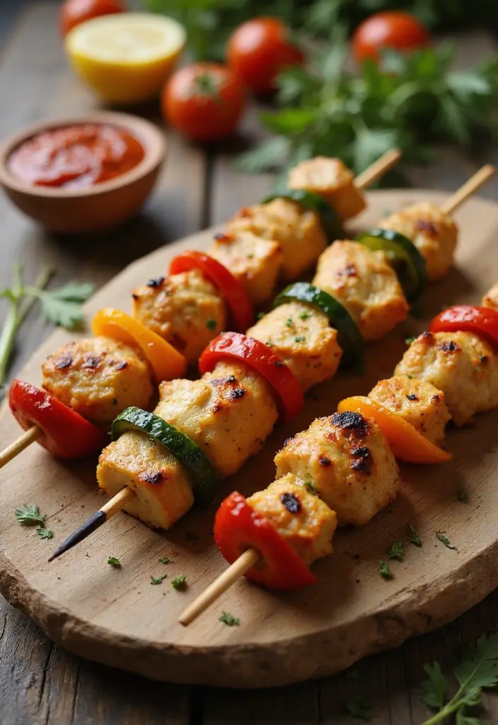28 Healthy Dinner Recipes for Two That Are Quick and Easy - 11. Chicken and Vegetable Skewers
