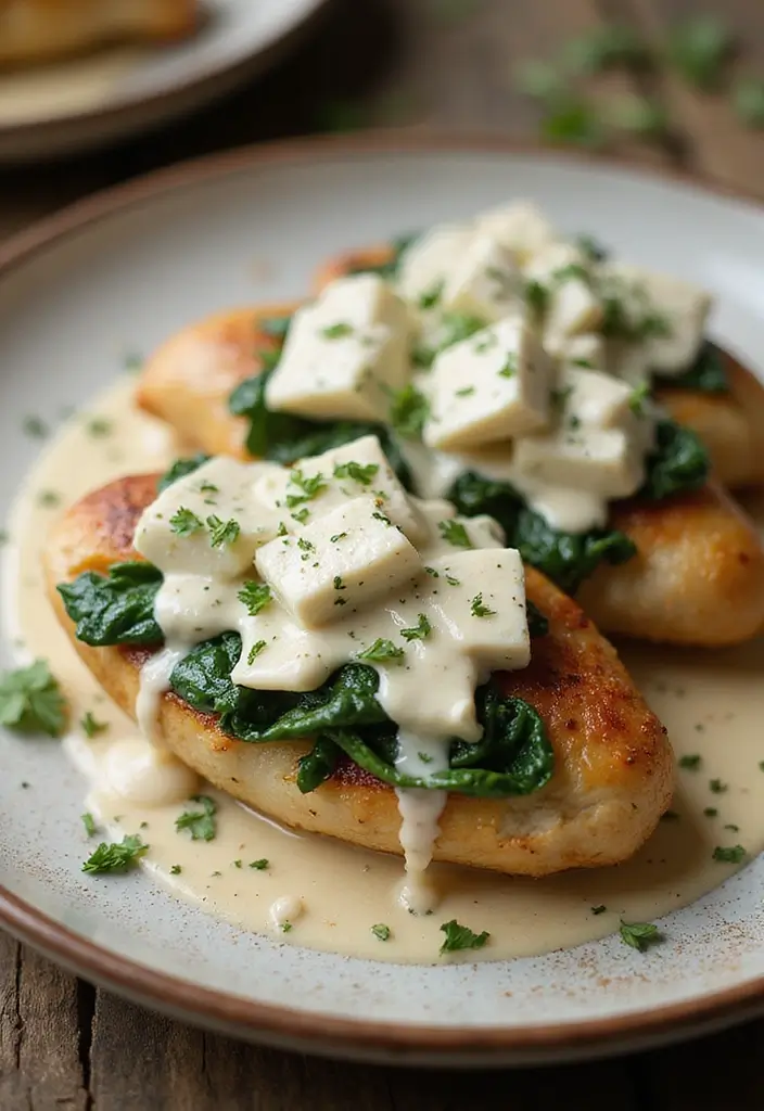 28 Healthy Dinner Recipes for Two That Are Quick and Easy - 9. Creamy Spinach and Feta Stuffed Chicken