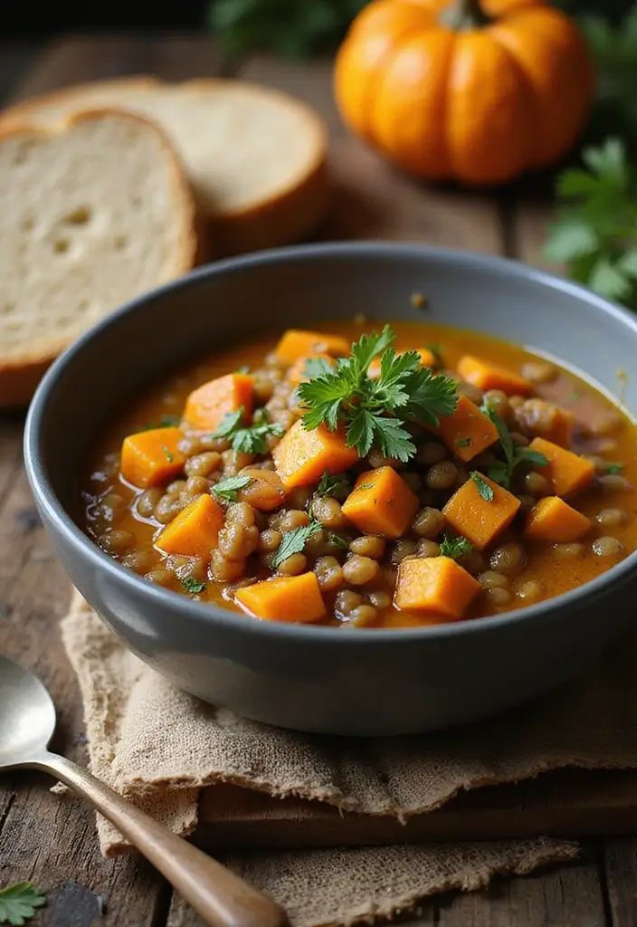 28 Healthy Fall Dinner Recipes for Clean Eating Comfort - 10. Lentil and Pumpkin Stew